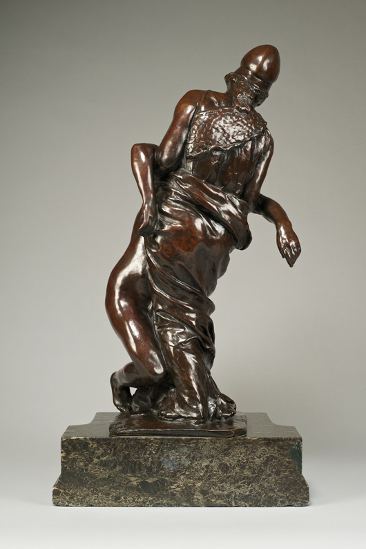‘La Sagesse Soutenant La Liberté’ (Wisdom Supporting Freedom) by Aimé-Jules Dalou (1838-1902), bronze, included in Bowman Sculpture’s show devoted to the great French artist running until Jan. 31. Image courtesy of Robert Bowman